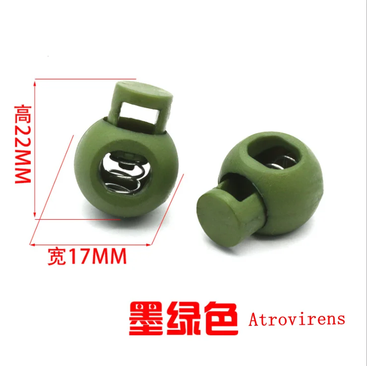 Dark green 60 шт./партия 25 цветов пластиковые цветные круглые шаровые Блокировка шнура пружинный фиксатор для 8 мм амортизационный шнур K-355 - Цвет: Dark green