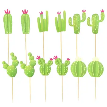 

2 Sets Cake Toppers Cactus Patterns Party Supplies Cake Picks Cupcake Decor for Birthday Festival Wedding