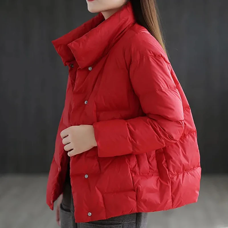 

2021 Winter Fashion Women Cotton Parkas Stand Collar Loose Solid Color Short Jacket Casual Warm Plus Size Female Padded Coat