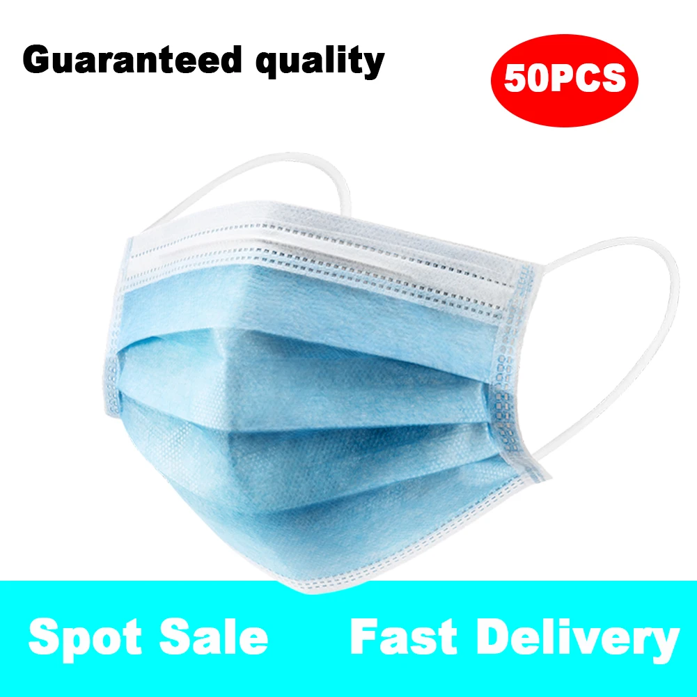 

50PCS Surgical Mask Face Mask Medical Masks 3-layer Anti Dust Mouth Masks Filter Disposable Mask Medical 24 Hours Shipping