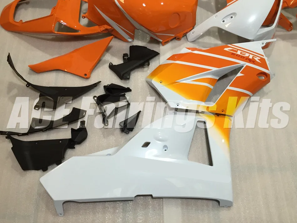Инъекций ABS Полный комплект обтекателя подходит для Honda CBR600RR 13, 14, 15, 16, 17, F5 2013 Обтекатели orange белый