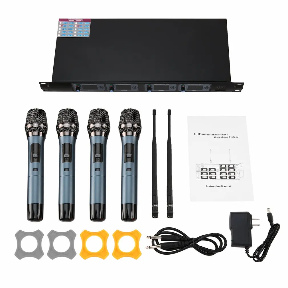 

Gray Audio 4x800 Paths UHF Diversity Wireless Handheld Microphone Mic System Superior Sound Quality Professional Feature