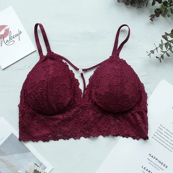 

Comfortable New Lace Bralette Sexy Bras for Women Floral Lace Bra Crop Top Wireless Underwear Deep V Push Up Bra Sexy Lingerie