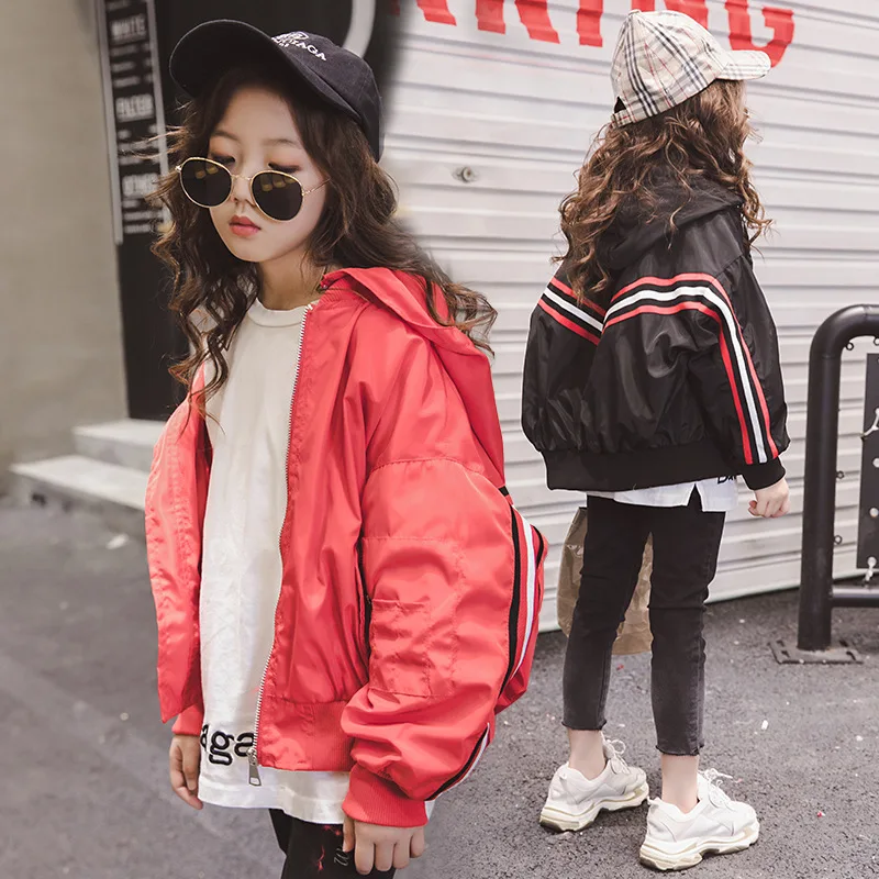 

2019 Spring And Autumn Childrenswear New Style Girls Korean-style Back Embroidered Thread Jacket Middle And Large Children Long-