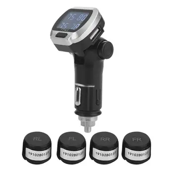 

2019 New Tire Pressure Monitoring System Tire Pressure Alarm Tire Pressure Monitoring Cigarette Lighter Car 4PCS Sensor TPMS