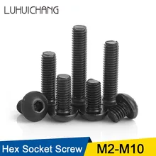 10-60 pçs/lote ISO7380 Hex Parafuso M2 M2.5 M3 M4 M5 M6 M8 Preto Cabeça Botão Da Tampa Hexagonal Parafuso Sextavado Parafusos de Cabeça Redonda