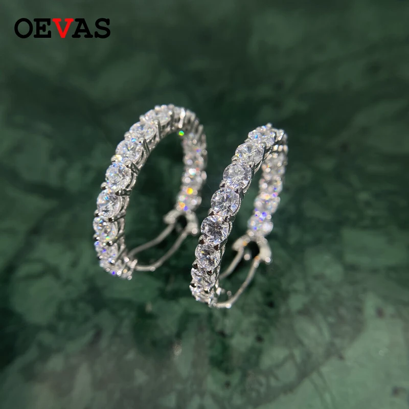 Серьги-кольца OEVAS с муассанитом Роскошные из стерлингового серебра 925 пробы