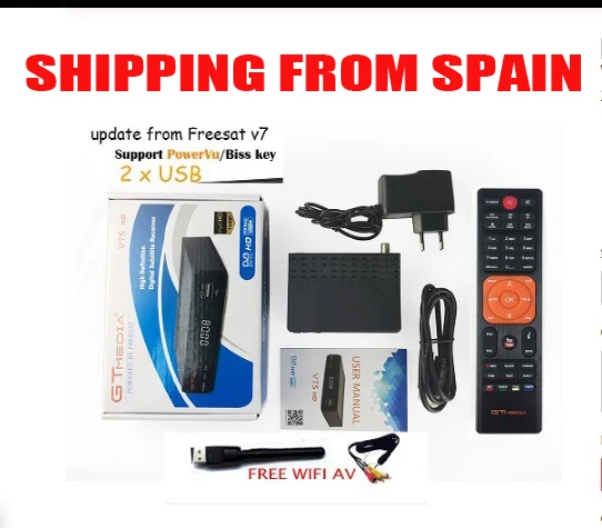 10 шт. GTMEDIA V7S Freesat V7sHD WI FI аудио и видеокабель DVB S2 PowerVU Cam Newcd GT медиа v7s спутниковый
