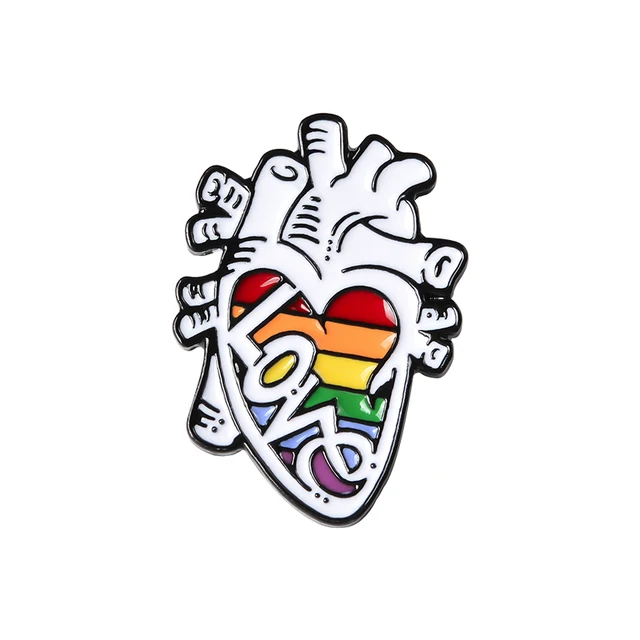 Anatomical Human Heart Enamel Pins Oil Painting Ocean World Butterfly Rose Love Rainbow Heart Brooches Lapel Pin Badge Jewelry Style 5