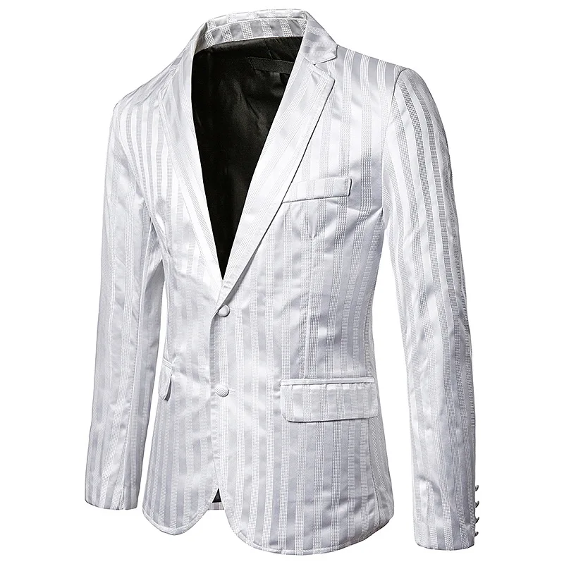 Мужской Блестящий Золотой Полосатый блейзер для ночного клуба модный брендовый Блейзер на двух пуговицах мужские вечерние блейзер для свадебного торжества