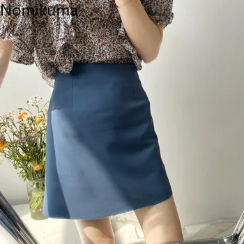 

Nomikuma 2020 Summer Women Elegant A-line Skirt High Waist Solid Korean Causal Mini Skirts Fashion Faldas Mujer Moda 6A418