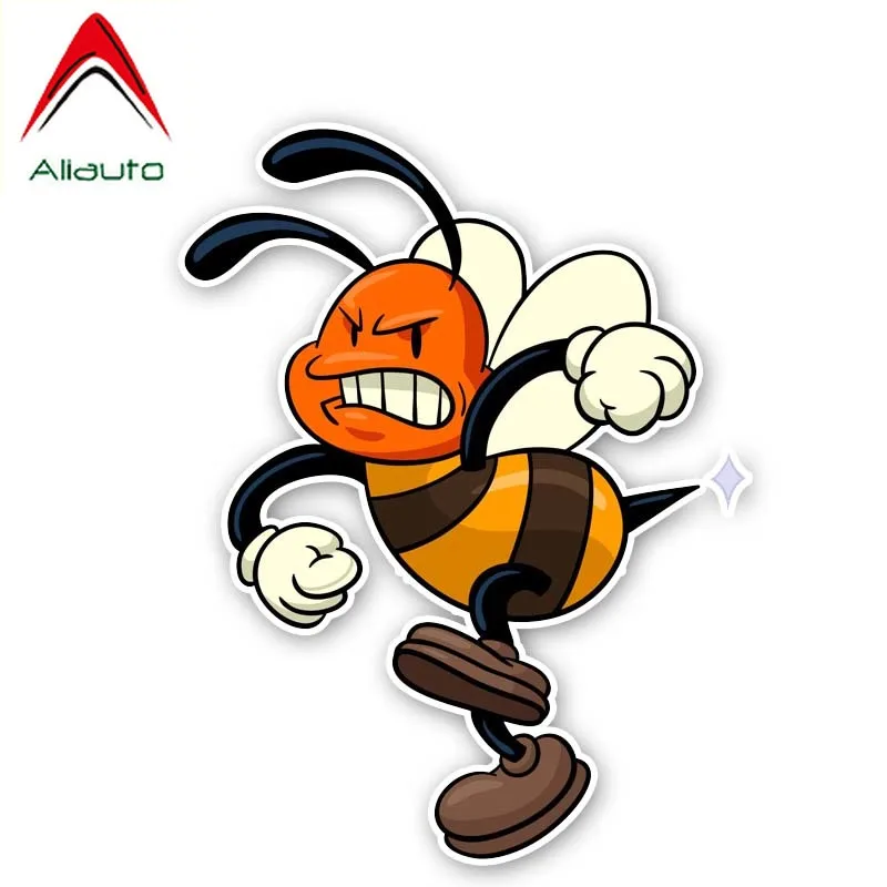 Веселая наклейка на автомобиль Aliauto Angry Bee Interest аксессуары из ПВХ для Volkswagen Polo Ford BMW