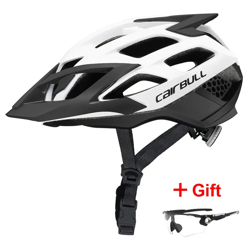 White DH MTB велосипедный шлем с солнцезащитными очками, спортивный дышащий велосипедный шлем, ультралегкий шлем для горного велосипеда, шоссейного велосипеда - Цвет: White