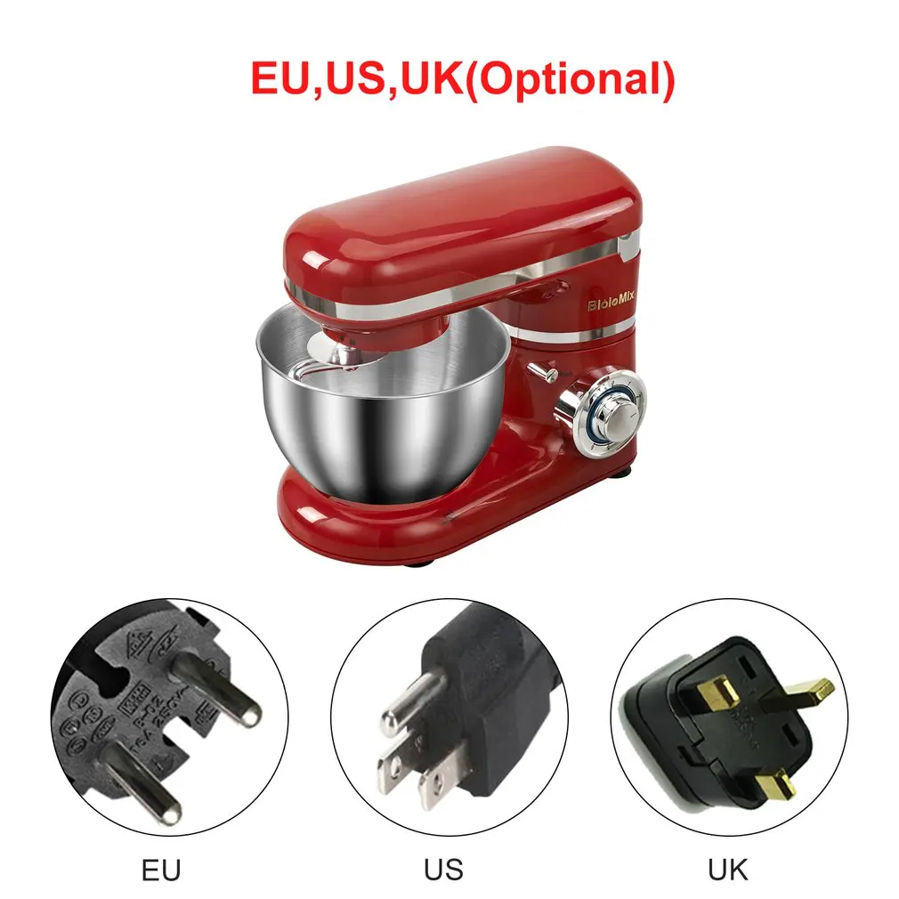 1200W 4L Stainless Steel Bowl 6-speed Kitchen Food Stand Mixer  Whisk Blender Maker Machine Led blue light 6 speeds knob