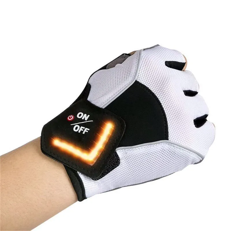 1 пара смарт-перчаток на пол пальца, светодиодный указатель поворота, уличные Верховые перчатки для мужчин и женщин, велосипедная Экипировка для шоссейного велосипеда