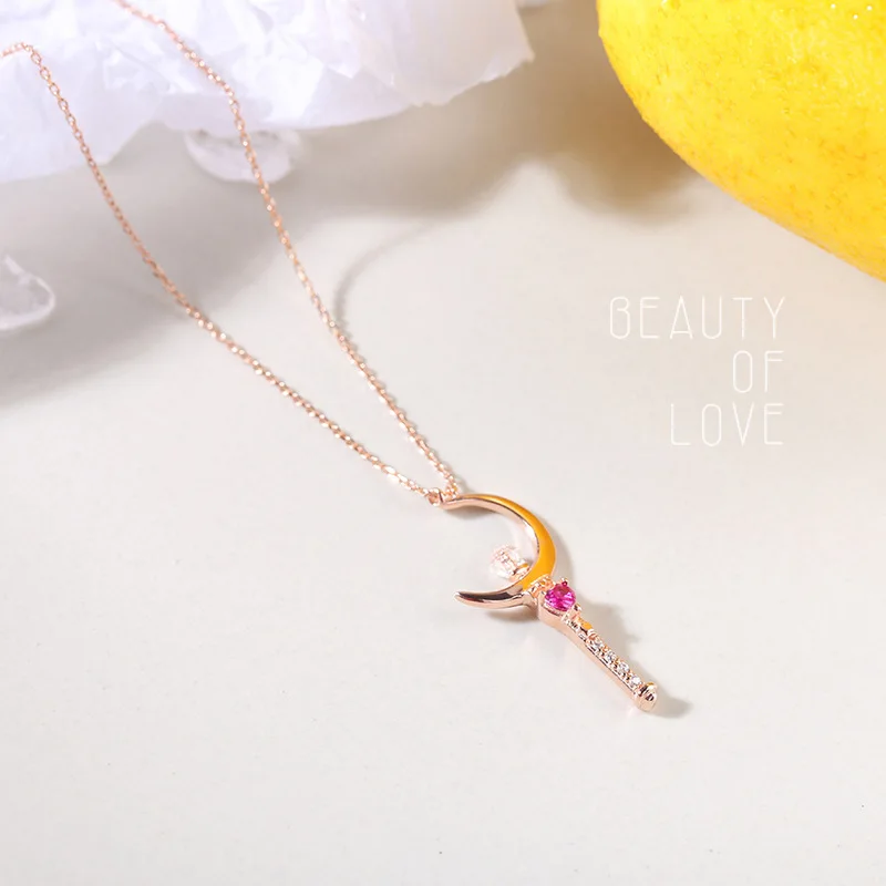 

Anime Card Captor Sakura 925 Sterling Silver Necklace Tsukino Usagi Moon Cardcaptor Dangle Pendant Women Jewelry Birthday Gifts