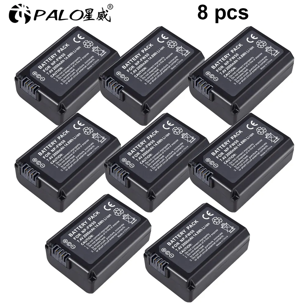 8PCS FW50 battery PALO 7,4 V 2000 мА/ч, NP-FW50 NP FW50 NPFW50 батарея Замена для sony Alpha 7 A7 7R a7R фотоаппаратов моментальной печати 7 s a7S a3000 a5000 a6000 NEX-5N 5C A55 - Цвет: 8PCS FW50 battery