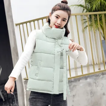 

Winter Thick Keep Warm Female Zipper Coat Women's Korean Style Solid Sleeveless Coat