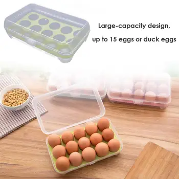 

15 Grid Egg Box Food Container Refrigerator Organizer Storage Box Crisper Home Kitchen Transparent Case Egg Box Racks