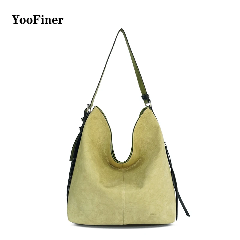 YooFiner/отличное качество, Новое поступление, сумка на плечо с заклепками, модная повседневная женская сумка, большая Вместительная женская сумка на плечо