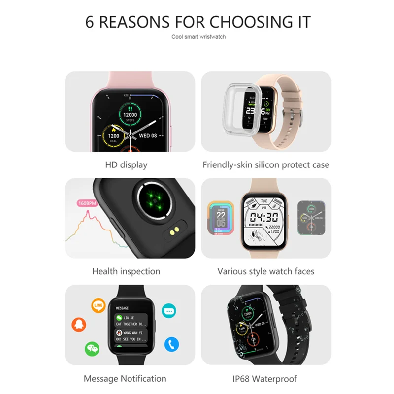 Monitor de Freqüência Ip68 à Prova Relógio Inteligente Mulher Chamada Whatsapp Notificação Dip68 Água Cardíaca Pressão Arterial Oxigênio Masculino Smartveres P25 - Image 2
