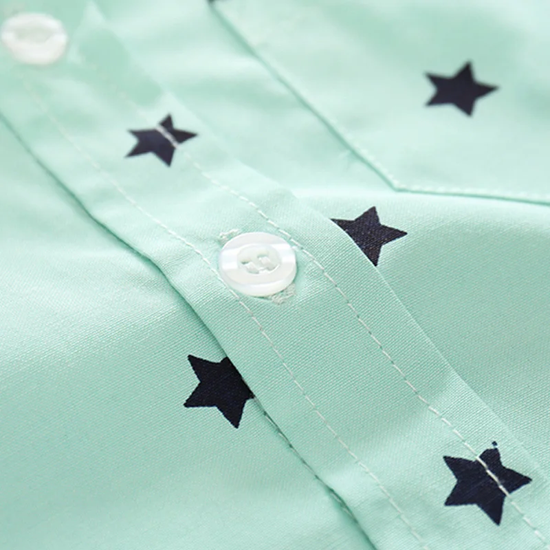 Hot Selling Childrenswear Baby Boy Young Children Five-pointed Star Printed Pattern 2 Color Fold-down Collar Long-sleeved Shirt