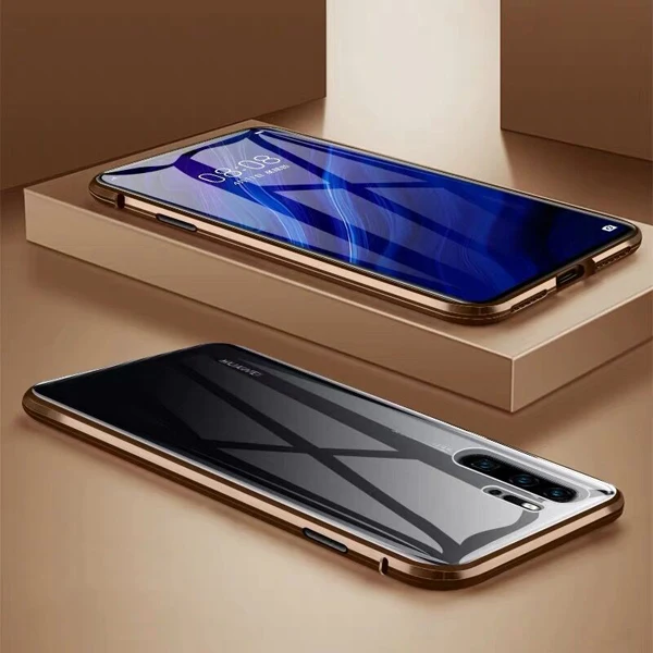 Gold Магнитный металлический стеклянный чехол для huawei Honor 9 8X 9X Psmart Y9 Y7 Prime P30 P20 mate 10 20 Lite Nova 5 Pro двусторонний чехол - Цвет: Gold