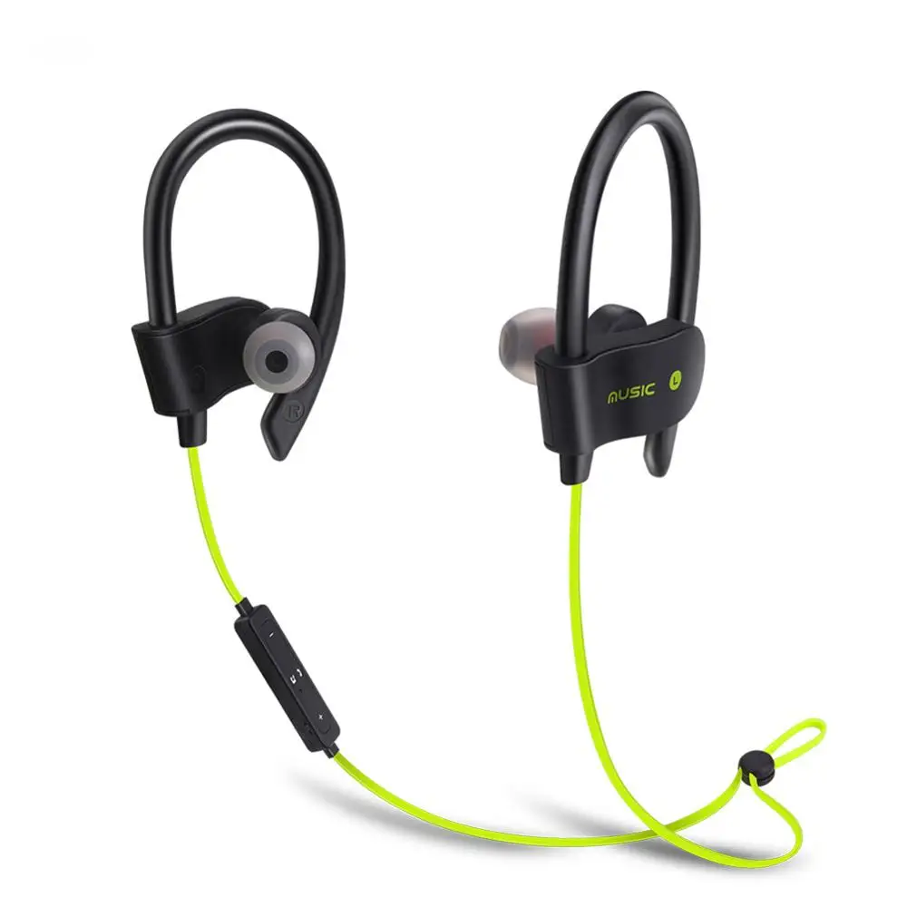 Bluetooth наушники IPX7 водонепроницаемые, Беспроводные спортивные наушники, HiFi бас стерео наушники с защитой от пота с микрофоном, шумоподавляющая гарнитура - Цвет: Зеленый