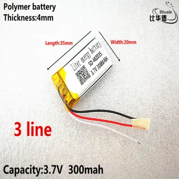 

3 line Good Qulity 3.7V,300mAH,402035 Polymer lithium ion / Li-ion battery for TOY,POWER BANK,GPS,mp3,mp4