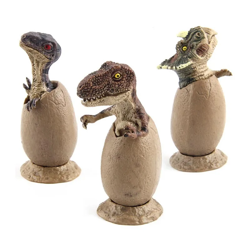 

Foreign Trade Cross Border Jurassic Dinosaur Model Mini Semi-Hatching Dinosaur Egg 3 PCs with Base Set Manufacturers Direct Sell