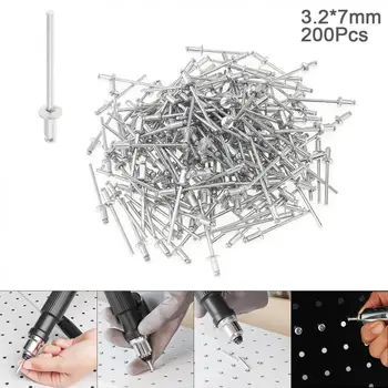 

200pcs M3.2x7mm Aluminium Rivet Gun Core Pulling Riveting Break Mandrel Nail with Mushroon Head for Furniture Car Aircraft