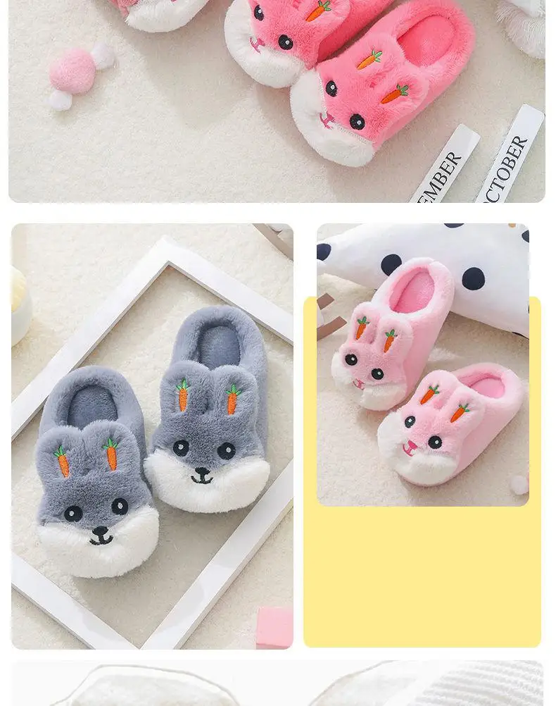 Kids Cotton Slides Autumn Winter Indoor Non-slip Cute Rabbit Non-slip Kids Shoes Home Slippers Fashion Baby Boys Girls Slippers bata children's sandals