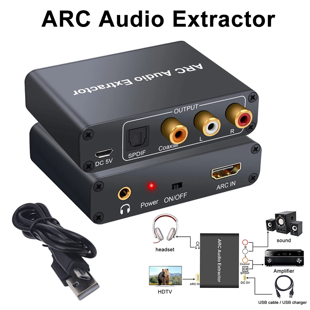 ARC адаптер HDMI аудио экстрактор с коаксиальным и аналоговым 3 5 мм выходом для HDTV