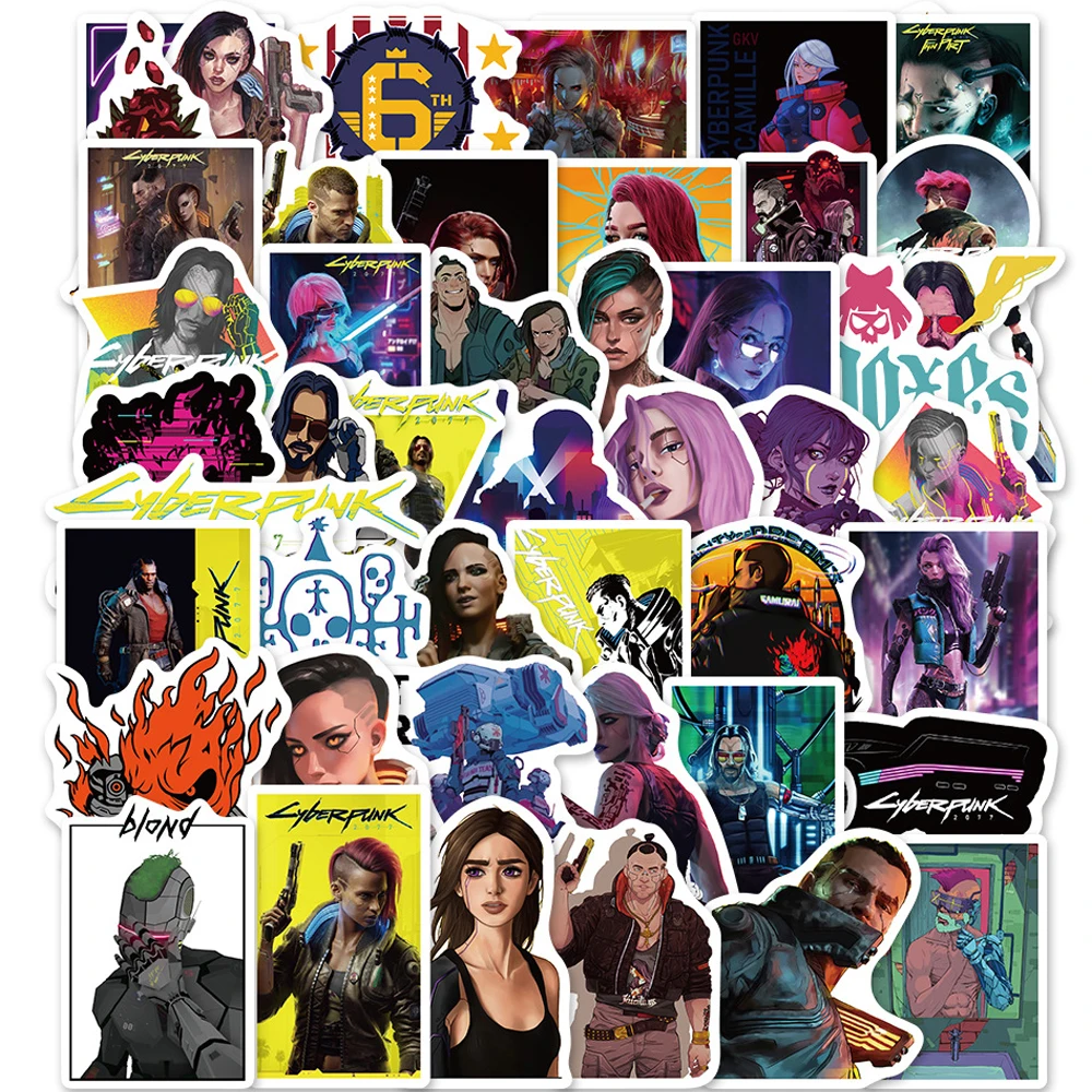 

50PCS Game Cyberpunks 2077 Stickers Laptop Guitar Luggage Phone Bike DIY Cool Waterproof Graffiti Sticker Decal Kid Classic Toys