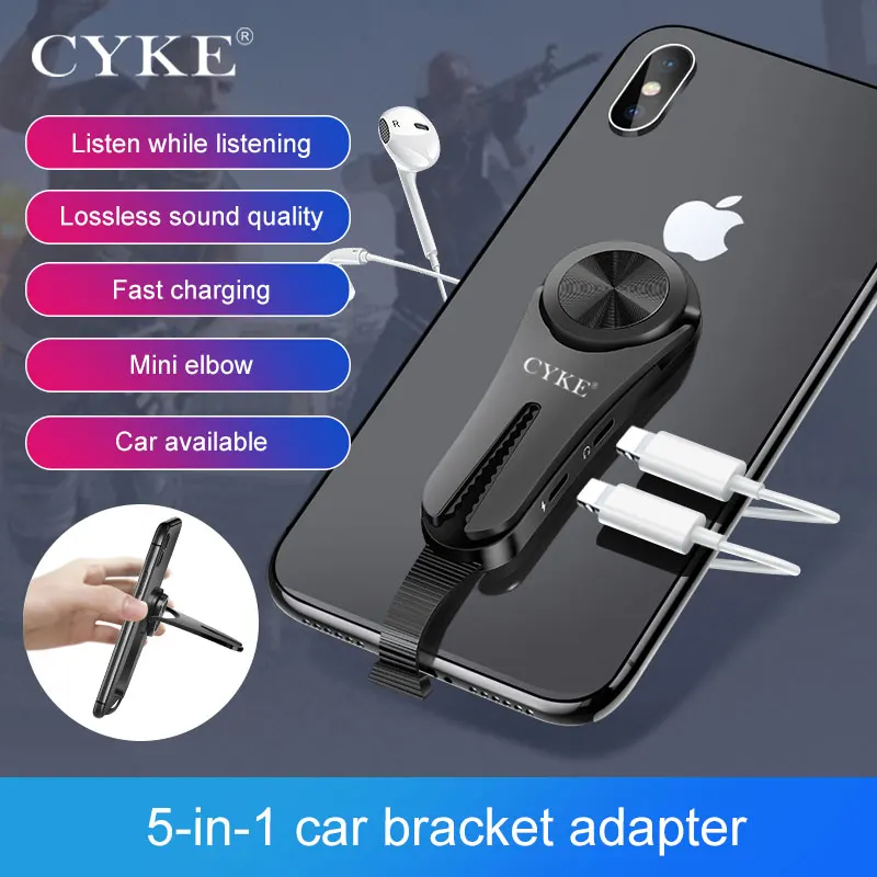 

5 in 1 Adapter Multi-function Car Air Vent Holder Bracket Charging 3.5mm Jack Earphone Aux Cable Splitter Phone For iphone