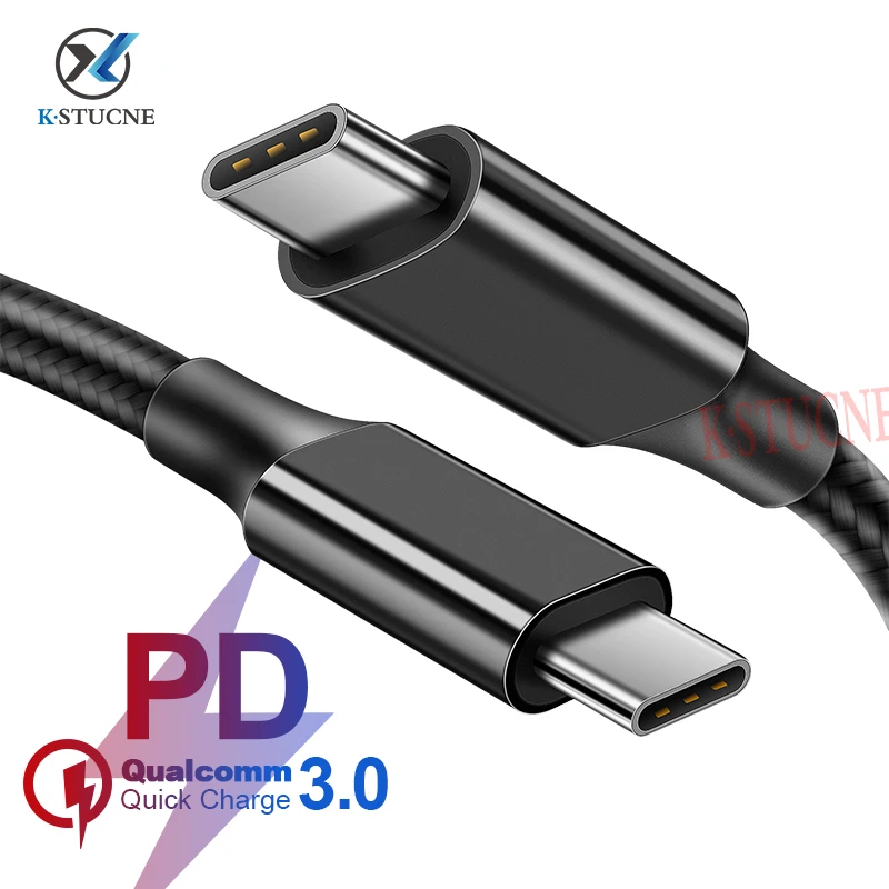 

KSTUCNE USB Type C to USB C Cable for Samsung Galaxy S9 Plus Note 9 Support PD 60W QC4.0 3A Quick Charge Cable for USB-C Charger