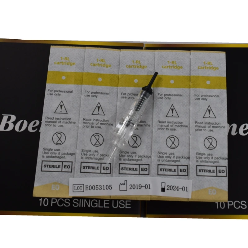 Картридж иглы татуировки 100 шт. 1 RL Одноразовые стерилизованные Профессиональные постоянный Макияж Иглы для бровей губ Татуировки машинки и иглы тату иглы татуаж микроблейдинг иглы для иглы для татуажа для татуажа