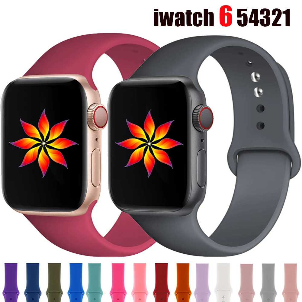 Silikon Strap für Apple Uhr Band 44mm 42mm uhrenarmbänder 40mm 38mm Gummi Sport Armband iWatch Serie 6 5 4 3 2 1 42mm strap