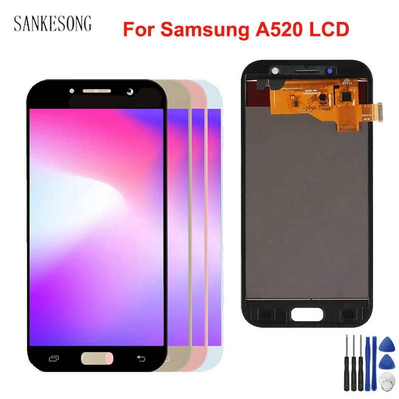Koop AMOLED TFT LCD Voor SAMSUNG GALAXY A5 2017 A520 A520F SM A520F Lcd Touch Screen Digitizer Vergadering Replacemen