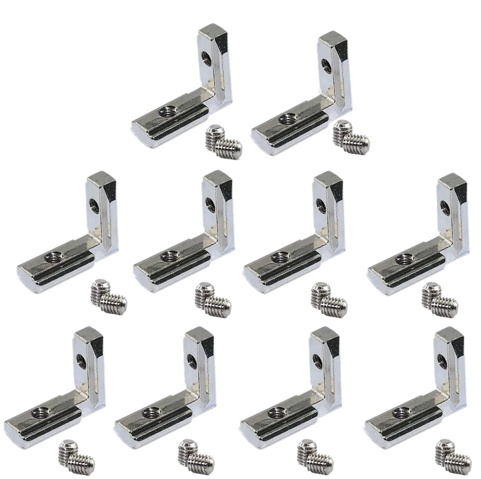 20Pcs T Slot L-Shape Interior Inside Corner Connector Joint Bracket for Aluminum Extrusion Profile 2020 Series 6mm | Обустройство