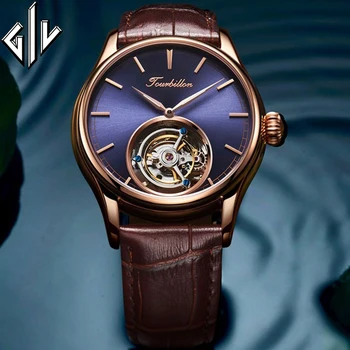 

GIV Real Tourbillon Watch Men Mechanical Hand Wind Sapphire Mens Watches Top Brand Fashion Clock Male Relogio Masculino 2020