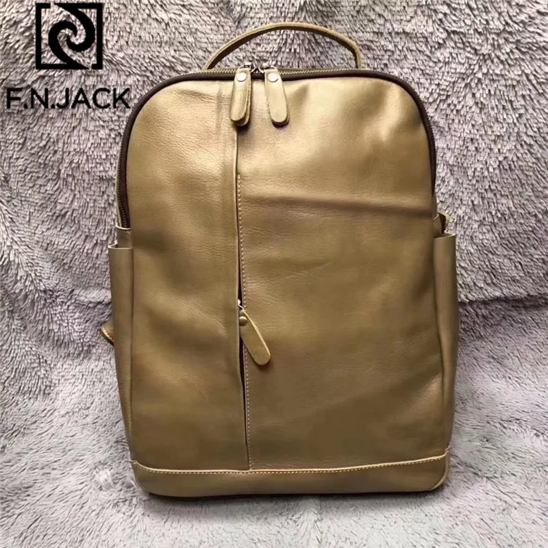 F.N.JACK для отдыха, ретро, первый слой кожи, Crazy Horse, кожаный двойной рюкзак на плечо, двойная молния, Портативная сумка для отдыха