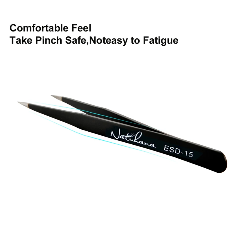 Precision Tweezers NATUHANA Eyelash Extension Tweezers Anti-static Straight Industrial Precision Curved Straight Lash Eyebrow Tweezers Makeup Tool