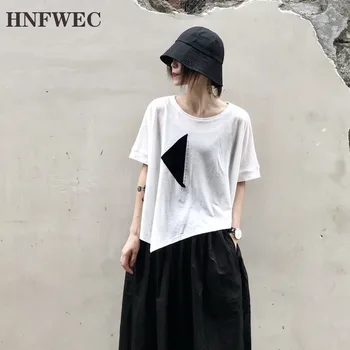 

Women Loose Fit Splcied Hit Color Oversize T-shirt New Round Neck Short Sleeve Fashion Tide Spring Autumn 2020 T388