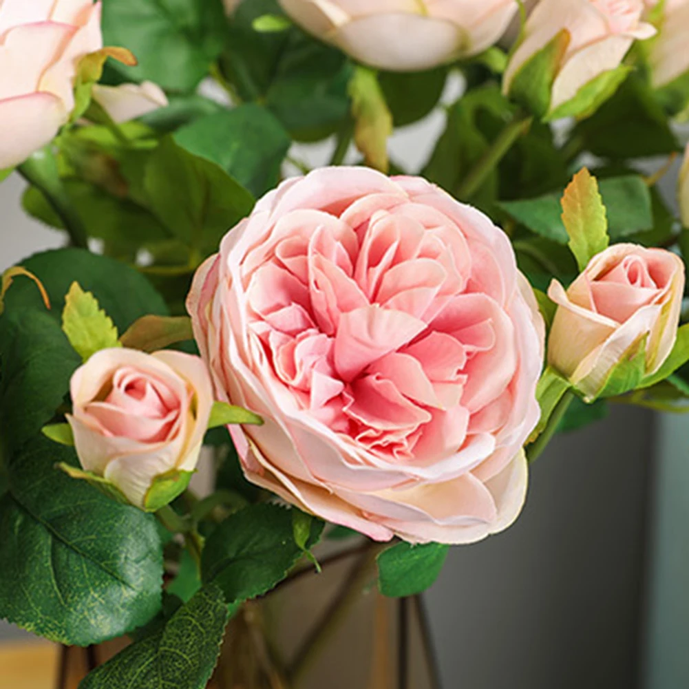

DIY Rose Artificial Flowers Home Decorative Flowers Single Austin Rose Fake Flower Wedding Home Decor Table Potted Party Bouquet