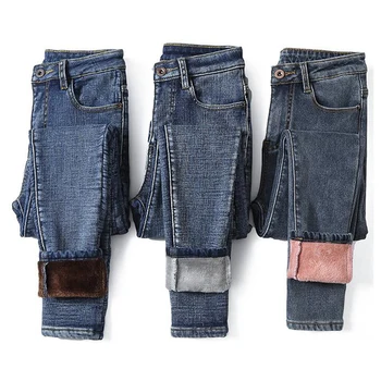 

Plus Velvet Skinny Pants women Jeans Winter Thick Fleeces Warm Denim Trousers lady Leggings Stretch Jeans Denim Pencil Pants