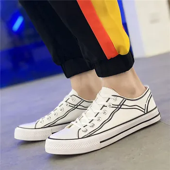 

Men's Vulcanize Shoes Classic Canvas Shoes Solid Lace-up Casual White black Red Couple Sneakers Low-cut Canvas Shoes