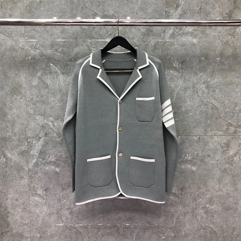 ネット通販激安 Tbトムスーツ春冬メンズジャケットファッションブランドブレザーホワイトグログランリボン転倒ニットコートカスタムフォーマルカジュアルグレーtbスーツ Sale Microclin Com