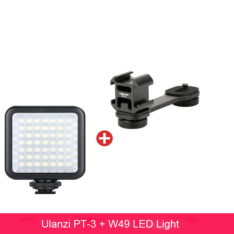 With W49 LED Light Ulanzi PT-3 тройное Крепление-адаптер для горячего башмака микрофон удлинитель для Zhiyun Smooth 4 DJI Osmo Pocket Gimbal аксессуары - Цвет: With W49 LED Light