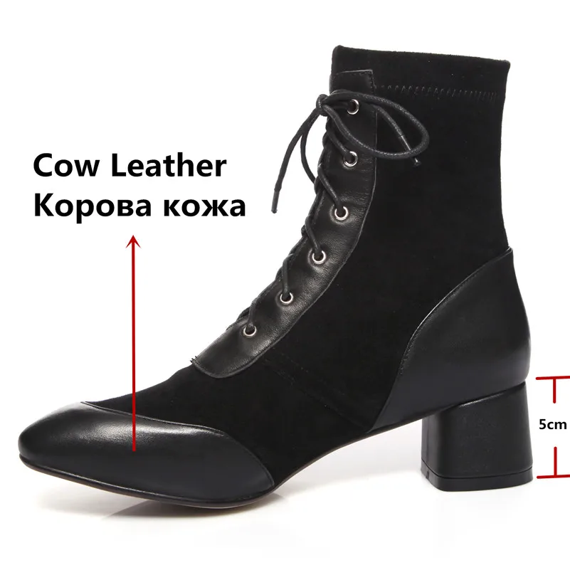FEDONAS/модные женские ботильоны из натуральной кожи; сезон осень-зима; ботинки «Челси» с квадратным носком на высоком каблуке; Новинка; женская обувь для выпускного вечера